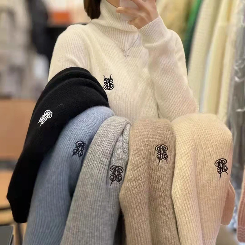 

Winter casual 100% Wool Sweater Women Turtleneck Sweater pullovers Women 2021 loose women's Pure wool sweaters jumper