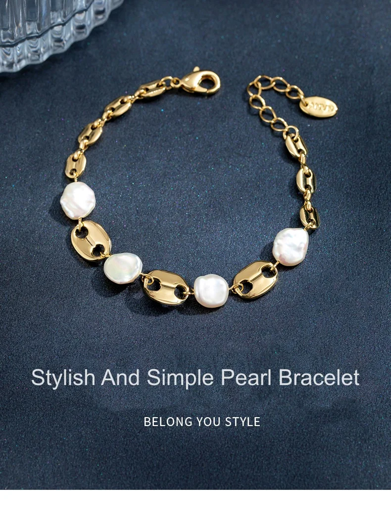 

Stylish Pearl Bracelet Geometric Round Metal Chain Modeling Love Gifts For Women Exquisite Packaging Jewelry Wholesale Cute