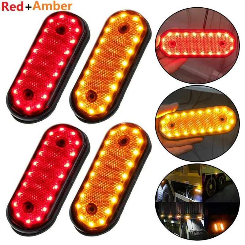 

2 красный 2 Amber Markerings светильник боковые габаритные 20LED 24V Trusk лампа пикап грузовик боковой габаритный фонарь светильник s для грузовика