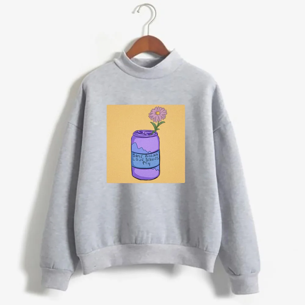 Powfu Singer Print Round Neck Sweatshirt Long Sleeve Soft Sweater for Women