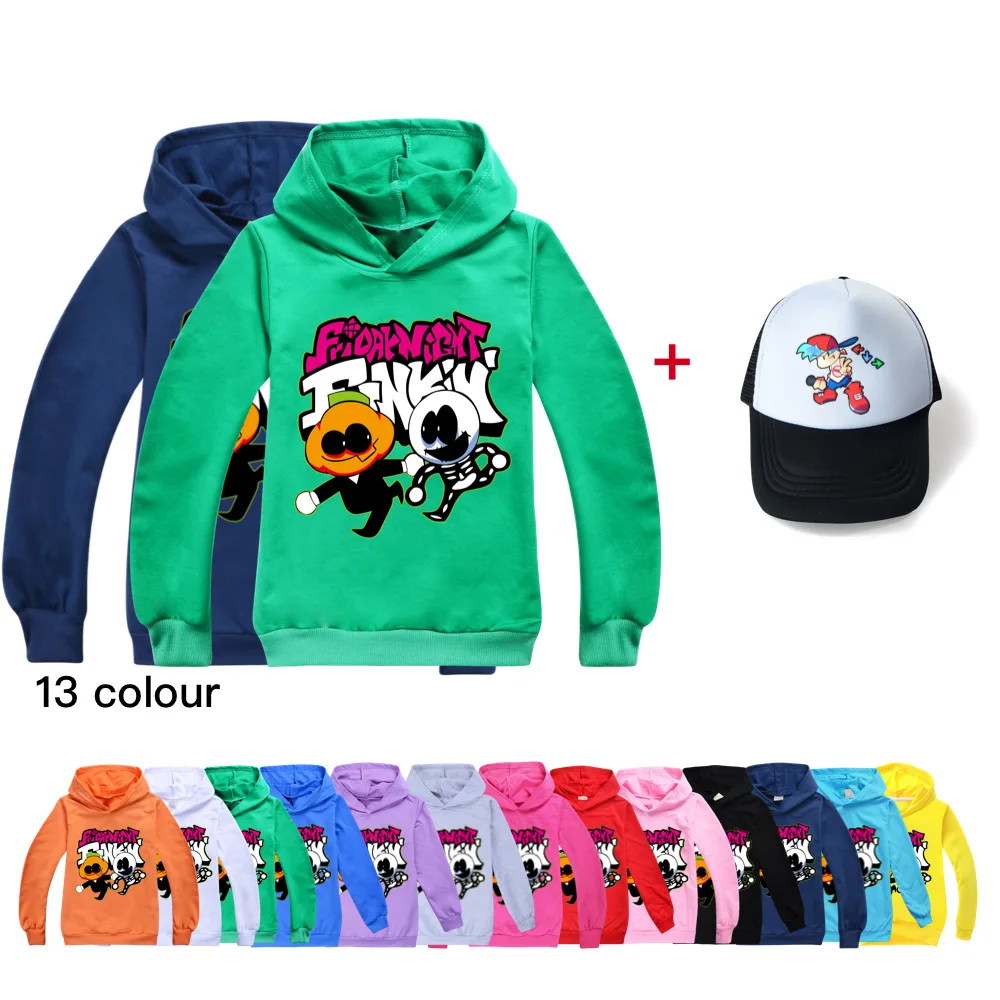 

Kids long Sleeve Friday Night Funkin Children's Clothing Boys Girls Clothes Printed Cartoon Casual Cotton Sweatshirts+cap