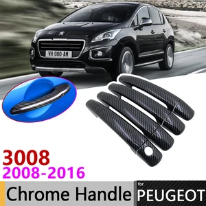 Черная накладка на дверную ручку из углеродного волокна для peugeot 3008 2008  2016 2009 2010 2011 2012 2013 2014 2015 автомобильные аксессуары, набор хромированных стикеров