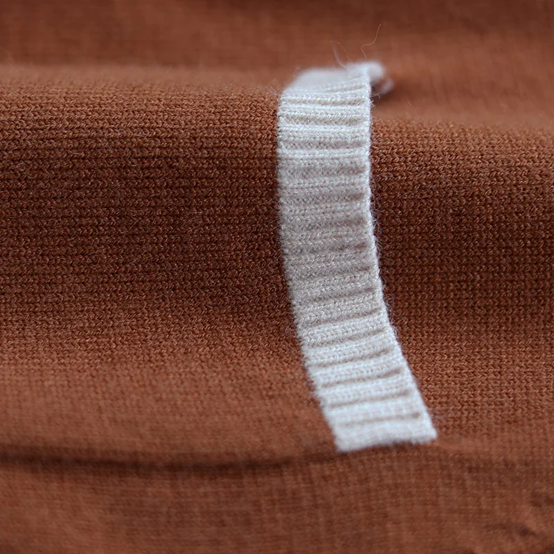 Женский вязаный свитер с высоким воротом Свободный пуловер карманами на каждый