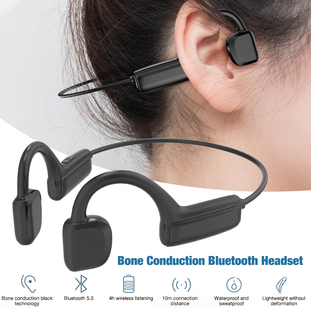 

Wireless Bone Condu Ction Bluetooth 5.0 Headphones Sweatproof Stereo Hands-free Headset For Hiking Cycling Running