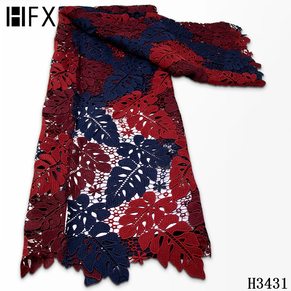 

HFX Latest Cord Lace Fabric Guipure Lace Fabric 2020 Embroiderey French African Lace Nigeria Lace Fabric For Wedding Dress F3431
