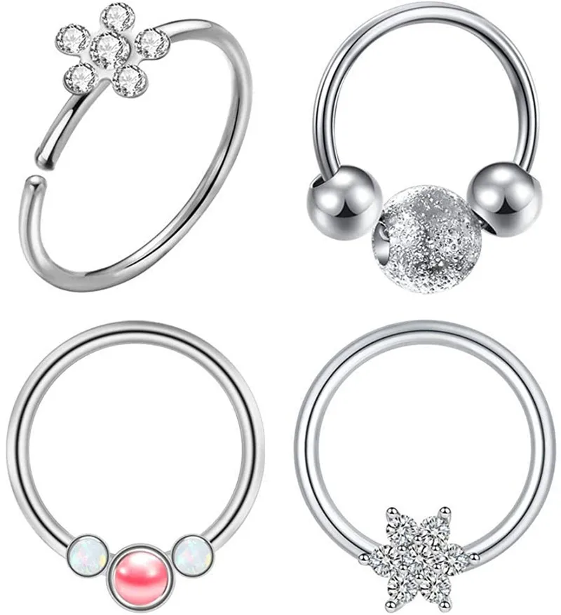 Пирсинг для носа и губ 4 шт. Септум ювелирные изделия 18 г серьги из хирургической