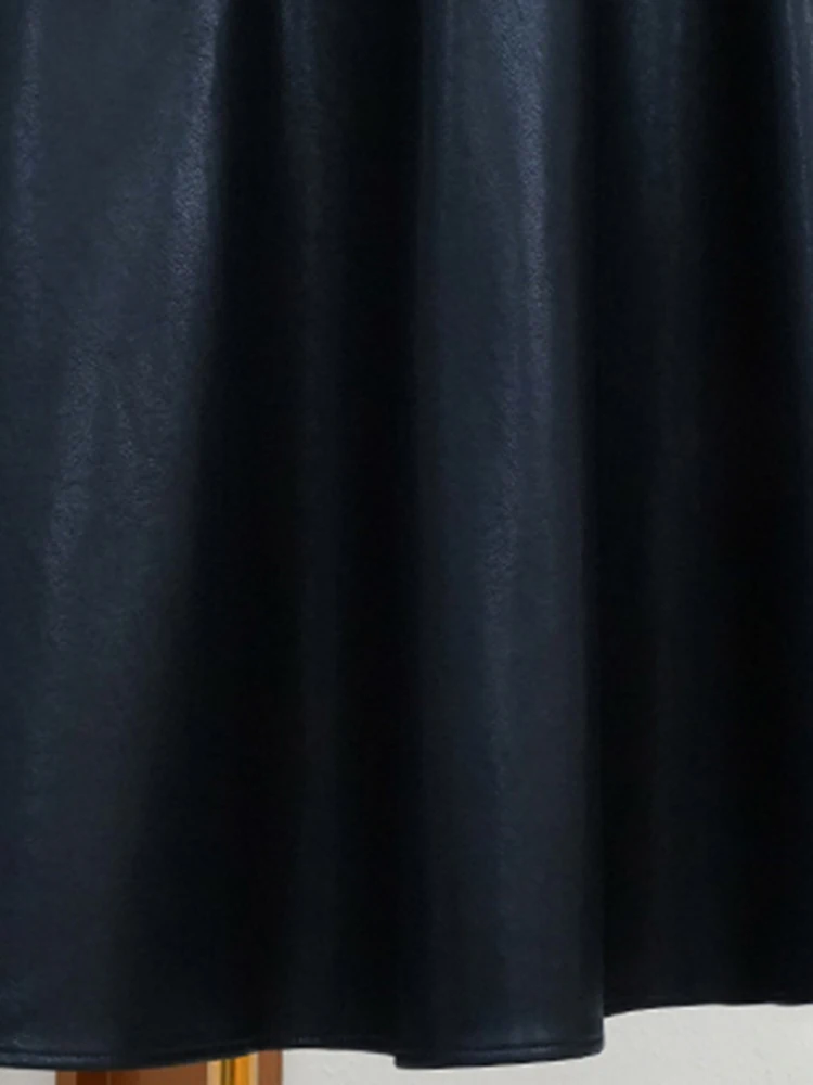 Lautaro Черная юбка-миди из искусственной кожи с высокой талией для женщин Длинные