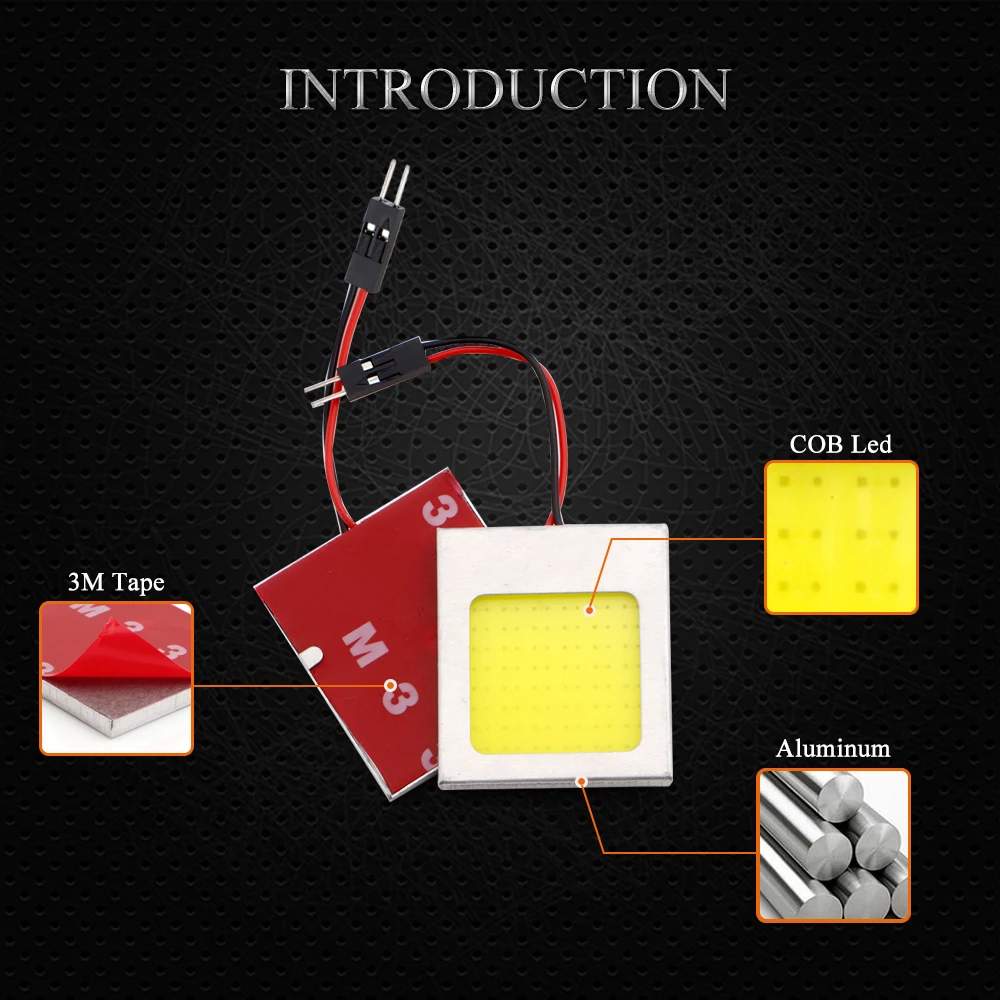 10 шт. DC12V Панель светильник COB 48 SMD Алюминий авто Интерьер Карта крыше читающие