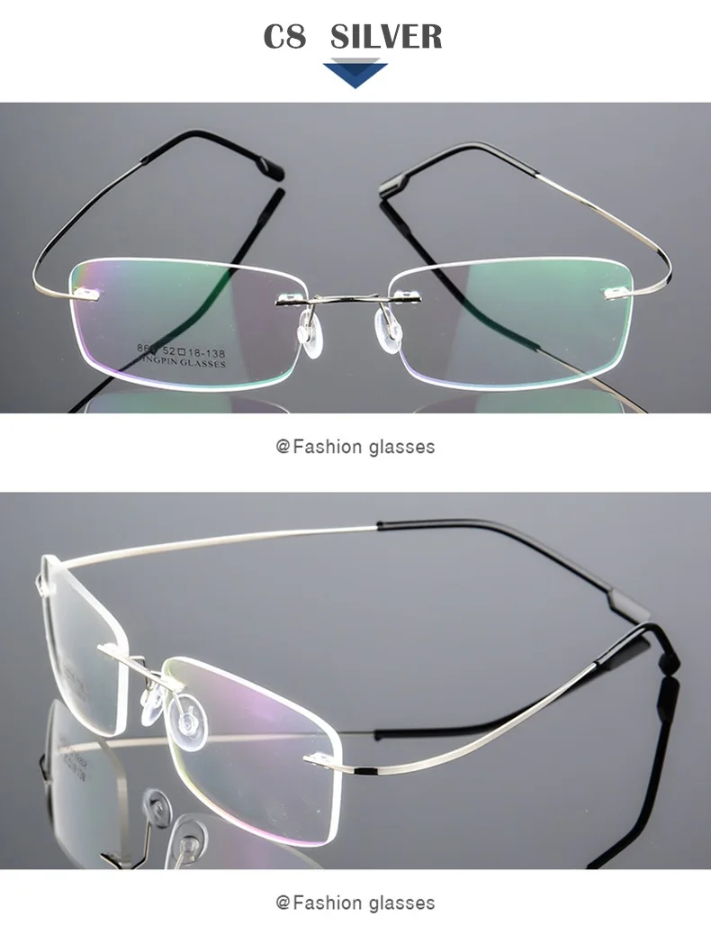 SUMONDY без оправы титановые очки с оправой из сплава рамка для мужчин и женщин квадратные Простые Стеклянные очки прочность рецепт оправы для глаз UF60