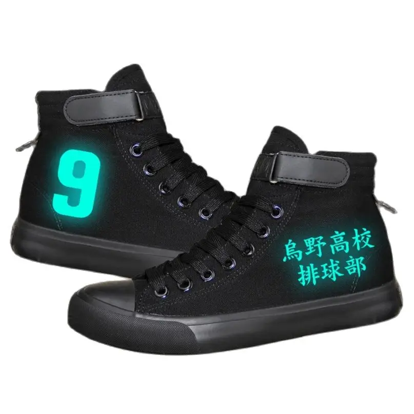 

Аниме Haikyuu обувь Hinata Shoyo Kageyama Tobio фосфоресцирующие повседневные туфли Plimsolls обувь на шнурках демоннированные холщовые кроссовки на плоской п...