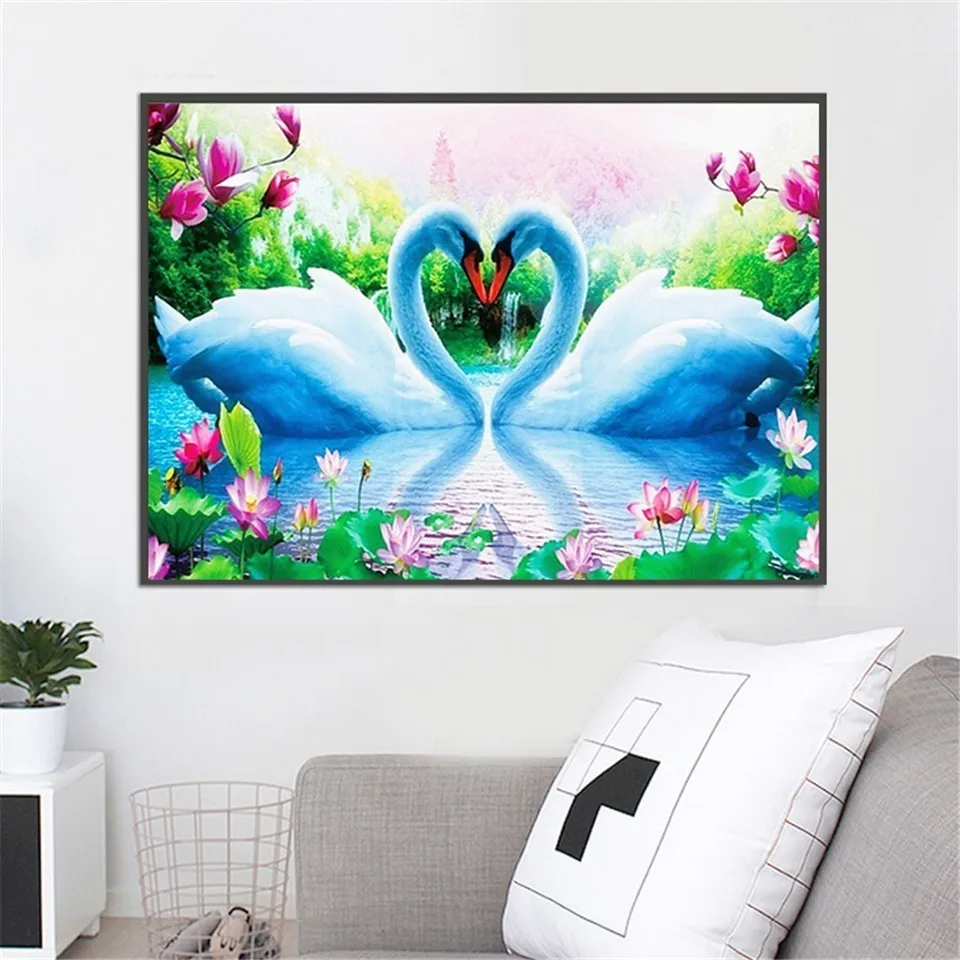AZQSD Алмазная картина полностью квадратная мозаика лебедь животное вышивка