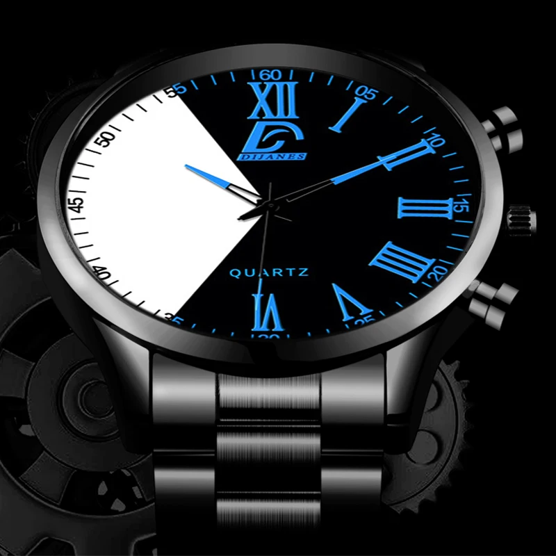 

Fashion Mens Minimalist Watches Men Creative Business Two-color Dial Splicing Stainless Steel Quartz Watch relogio masculino