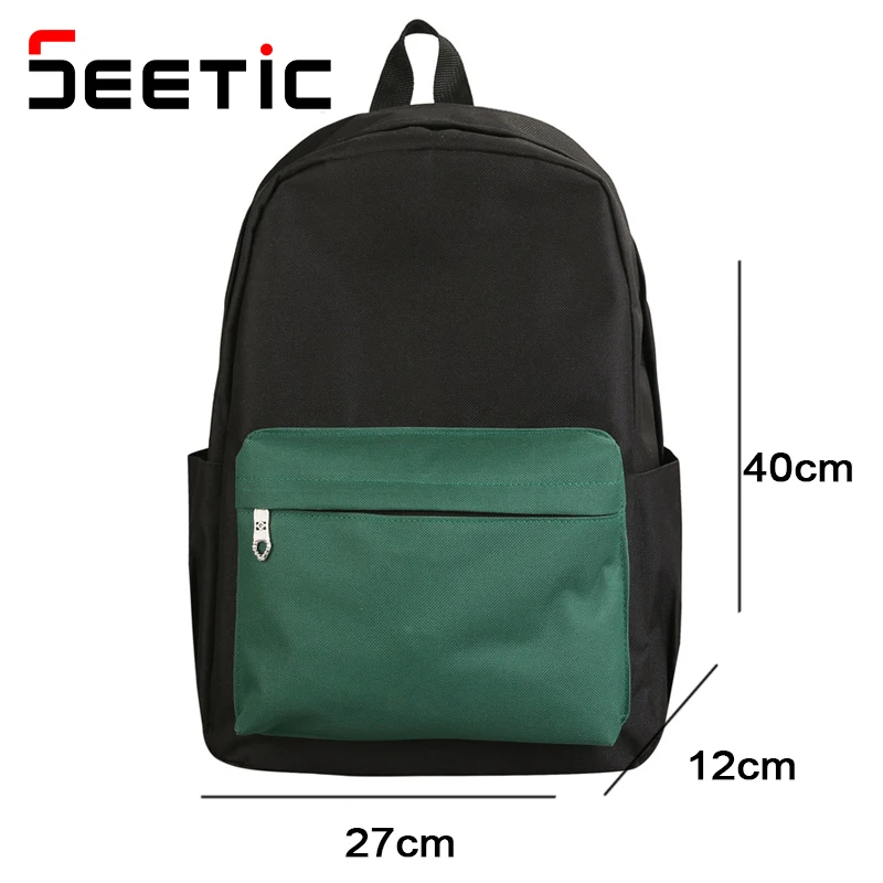 

SEETIC Casual Student Backpack Waterproof Unisex School Bag College Female Laptop Backpack Simple Travel Bag Teenage Girls
