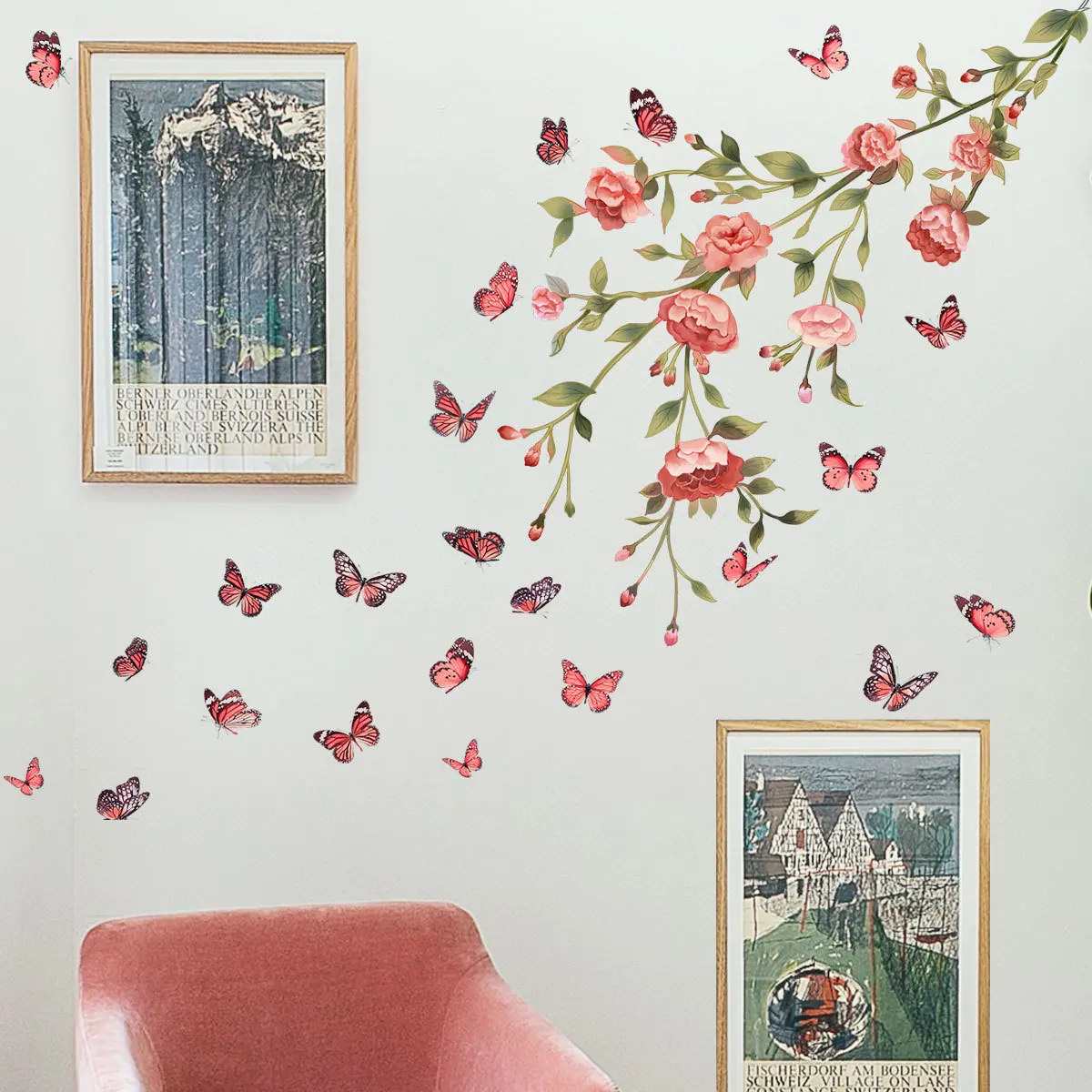 

Colorful Branch Flower Adhesive Wall Stickers Girls Living Room Bedroom Decor Kindergarten Decorative Sofa Backdrop Decals PVC