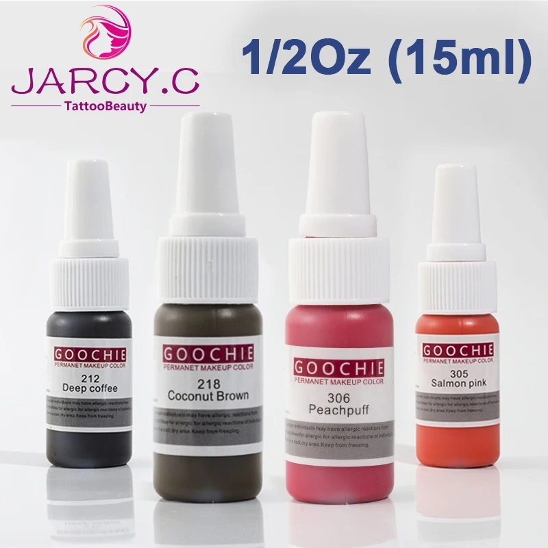 

15ml 1/2 Oz Goochie Original Pure Organic Liquid Pigment Permanent Makeup Microblading Tattoo Ink for Lip Eyebrow Tattoo Color