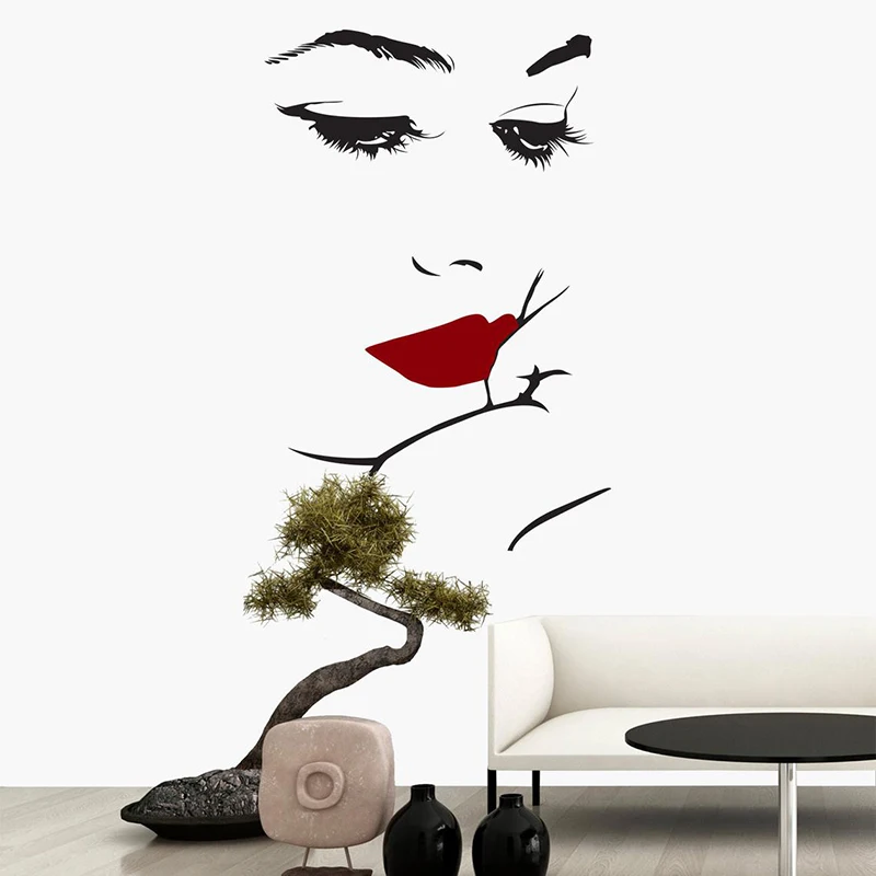 Модная одежда для девочек Face Beauty салонная Наклейка на стену губы рука виниловые