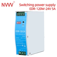 nvvv edr 75w 120w din rail type power supply transformer ultra thin ac110v220v to 24v 5a 12v 10a dc source power single output