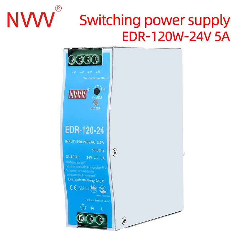 NVVV EDR 75W 120 Вт трансформатор питания типа DIN рейка ультратонкий 220 В переменного