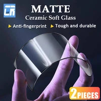 2pcs matte no fingerprint soft ceramic glass for iphone 11 12 pro max screen protector iphone 13 mini x xr xs max tempered glass