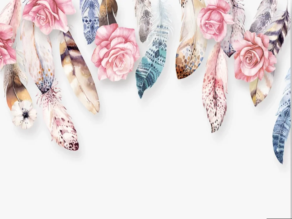 Пользовательский небольшой скандинавский свежий акварельный перо цветок milofi