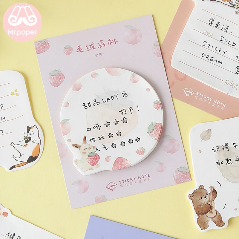 Бумажный блокнот Mr.paper липкий мультяшный кавайный с кошкой для пишущих
