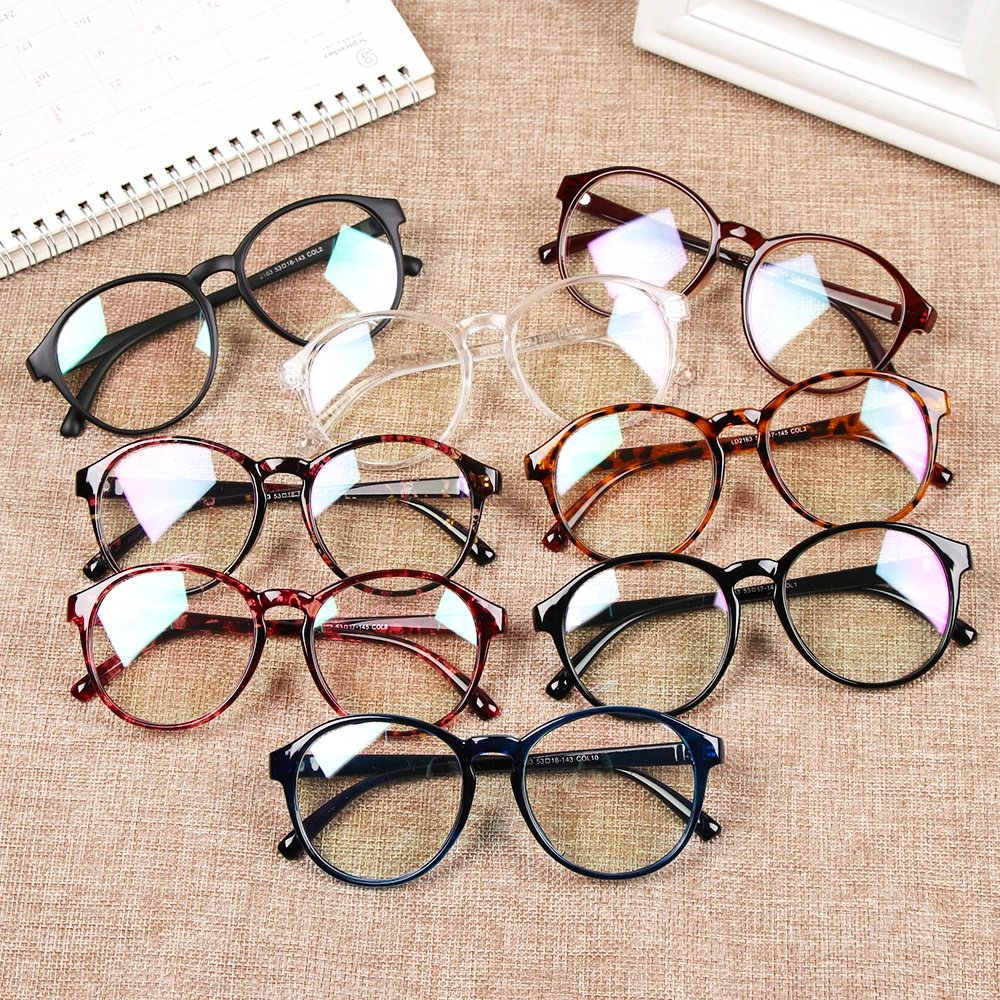 2021 Women Men Retro Round Leopard Lens Glasses Plastic Frame Optical Eyeglass spectacles Eyeglasses Vintage | Аксессуары для