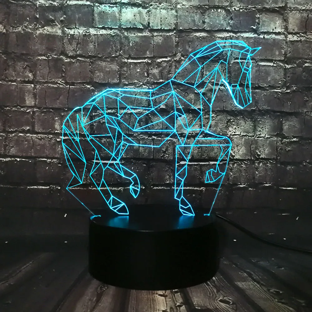 Детская 3d-лампа Pentium horse светодиодная лампа с USB для украшения дома меняющая