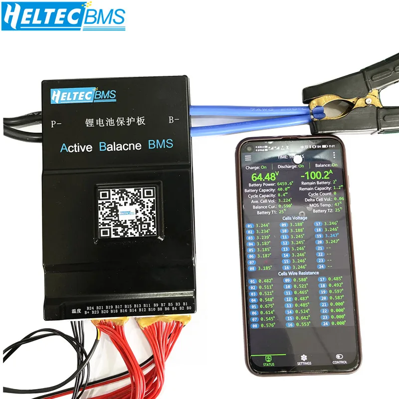 Плата защиты аккумулятора Heltec 1A/2A Active Balance BMS устройство для аккумуляторов 13S ~ 24S