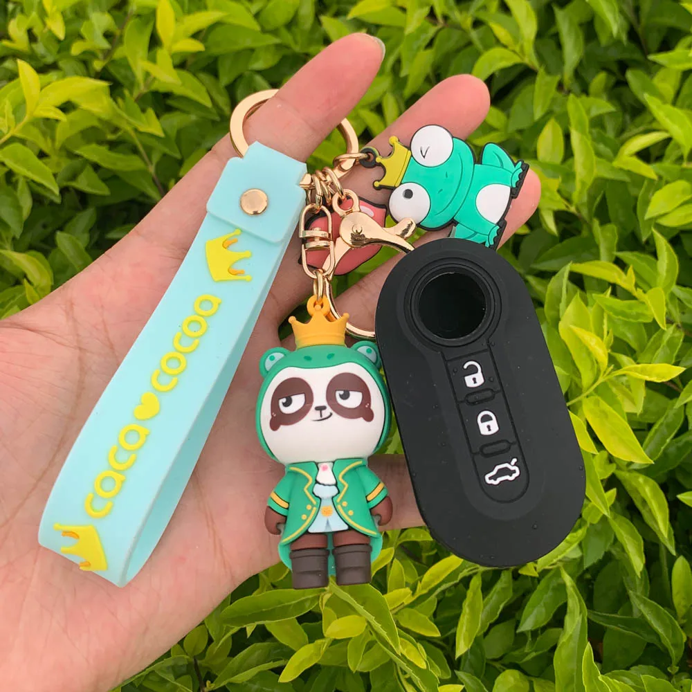 

Cocolockey Silicone Key Cover Case Shell Skin for Fiat 500 3 Button Flip Remote Keychain Fob Auto Parts Car Accessories