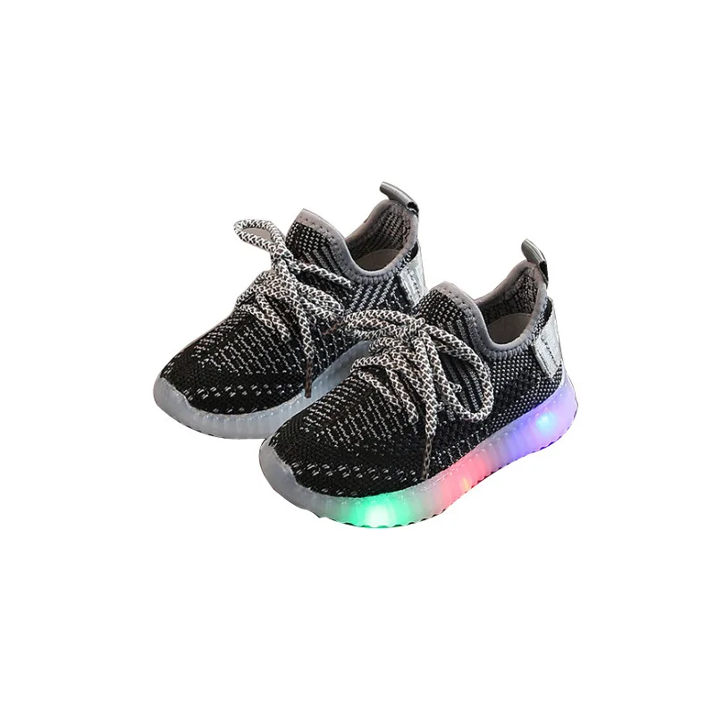 2020 детские кроссовки для мальчиков и девочек с буквенным принтом светящиеся