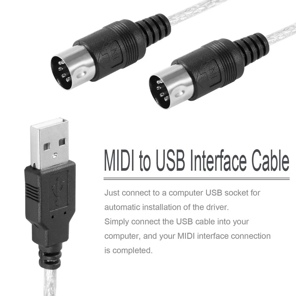 Кабель адаптер с интерфейсом миди USB для клавиатуры электронного барабана