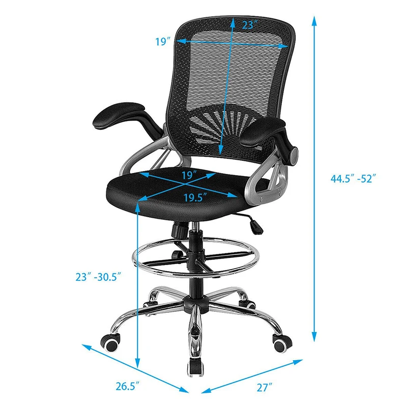 

Adjustable Height Mid Back Mesh Drafting Chair Upholstered Seat Office Chair Ergonomic Back Mid-back Executive Office Chair