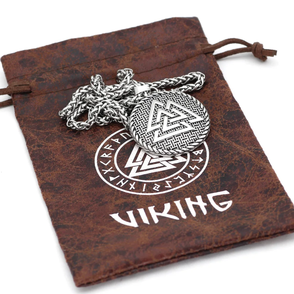 Скандинавский Викинг Valknut ожерелье из нержавеющей стали для мужчин с подарочной