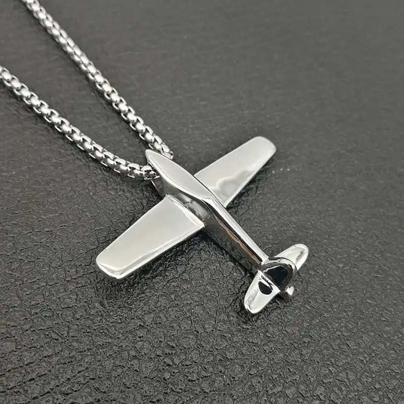 Хорошее качество нержавеющая сталь золотые самолета кулон ожерелье