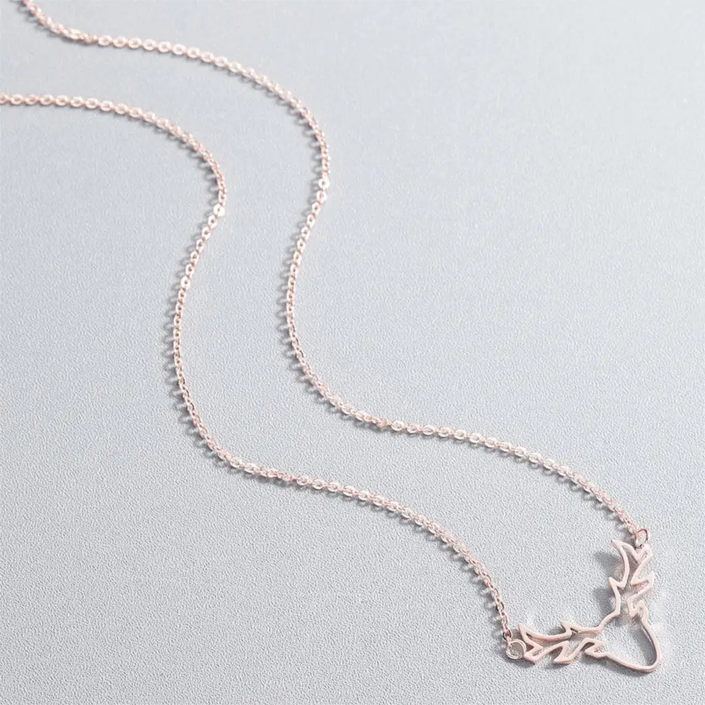 Kinitial Fashion Antlers Necklace with Minimalist Design Hollow Deer Inspired Animal Necklaces for Women collares 2019 | Украшения и