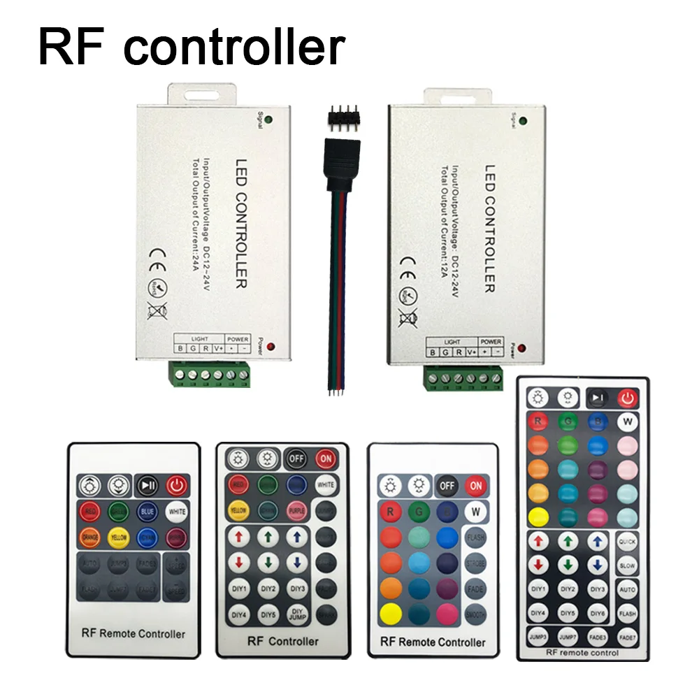 20 Key 24 28Key 44Key RF Remote Wireless RGB LED Light Controller Aluminum Case DC 12-24V 12A 24A SMD 5050 3528 Strip | Освещение
