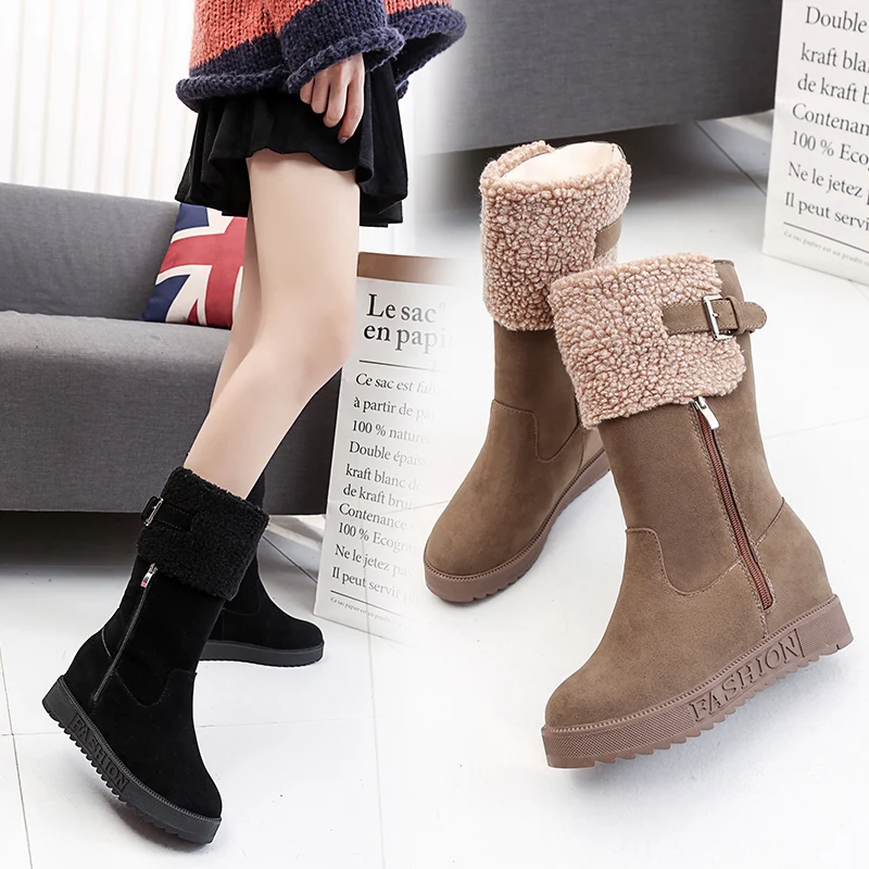 Женские ботинки до середины икры зимние Нескользящие Теплые Ботинки Martin на меху