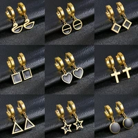 1 pair fashion gold cross earring heart star swan pendant drop ear stud earrings trendy punk jewelry for women men gifts