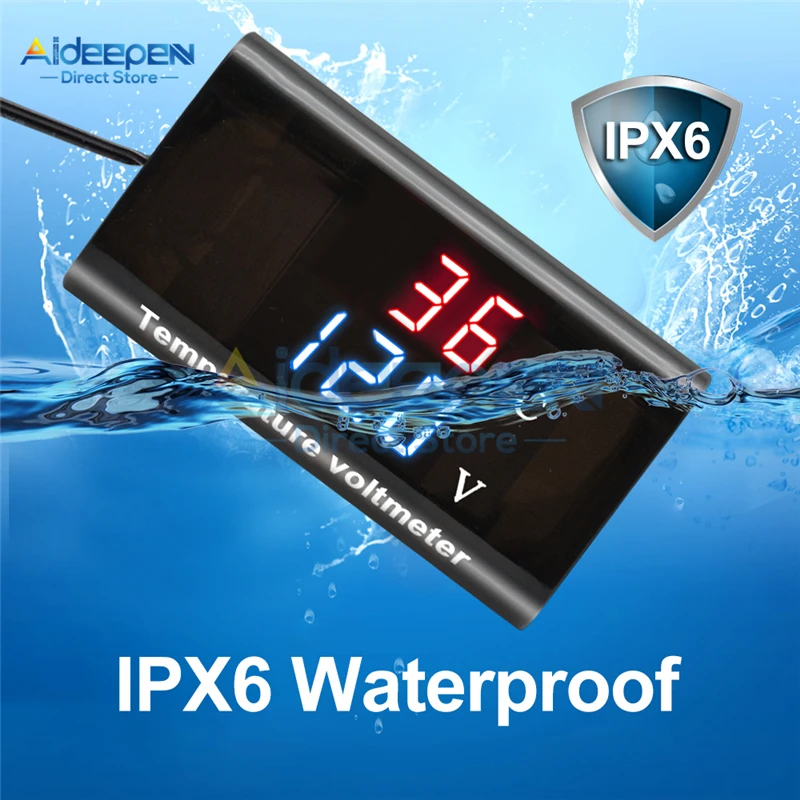 Цифровой светодиодный датчик температуры вольтметр 12 В постоянного тока 0 28