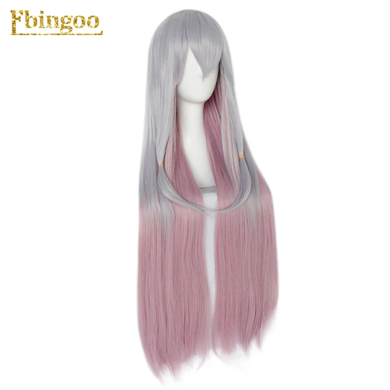 Ebingoo Hair cap+ No Game No Life Shiro натуральный длинный прямой 2 тона синий фиолетовый микс Синтетический Косплей парик для Хэллоуина