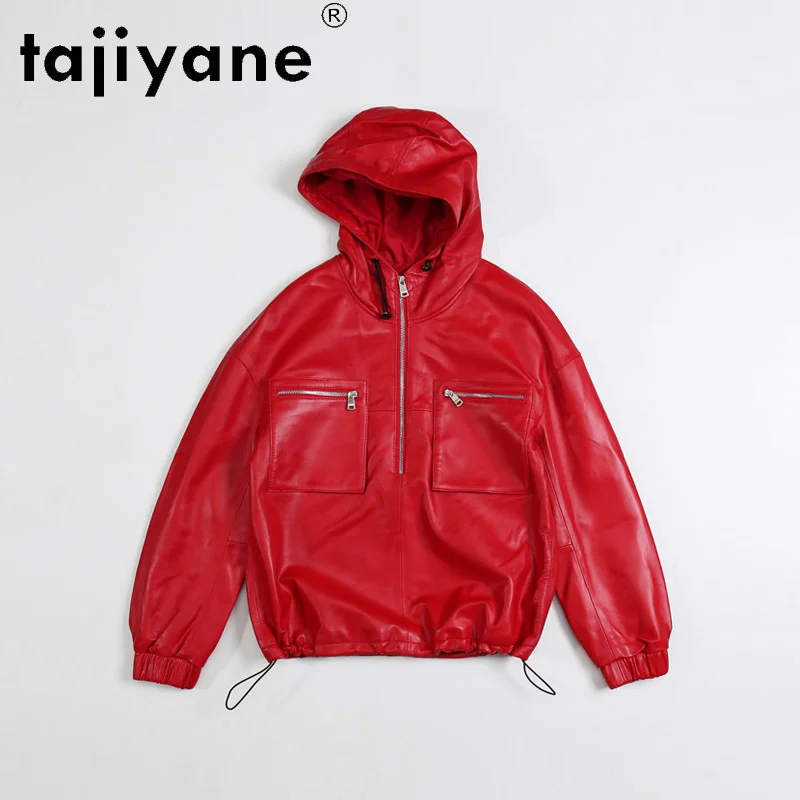 

Real Jacket Sheepskin Women Genuine Leather Coats Woman Hooded Jackets Female Tops High Quality Cuero Genuino TN2058