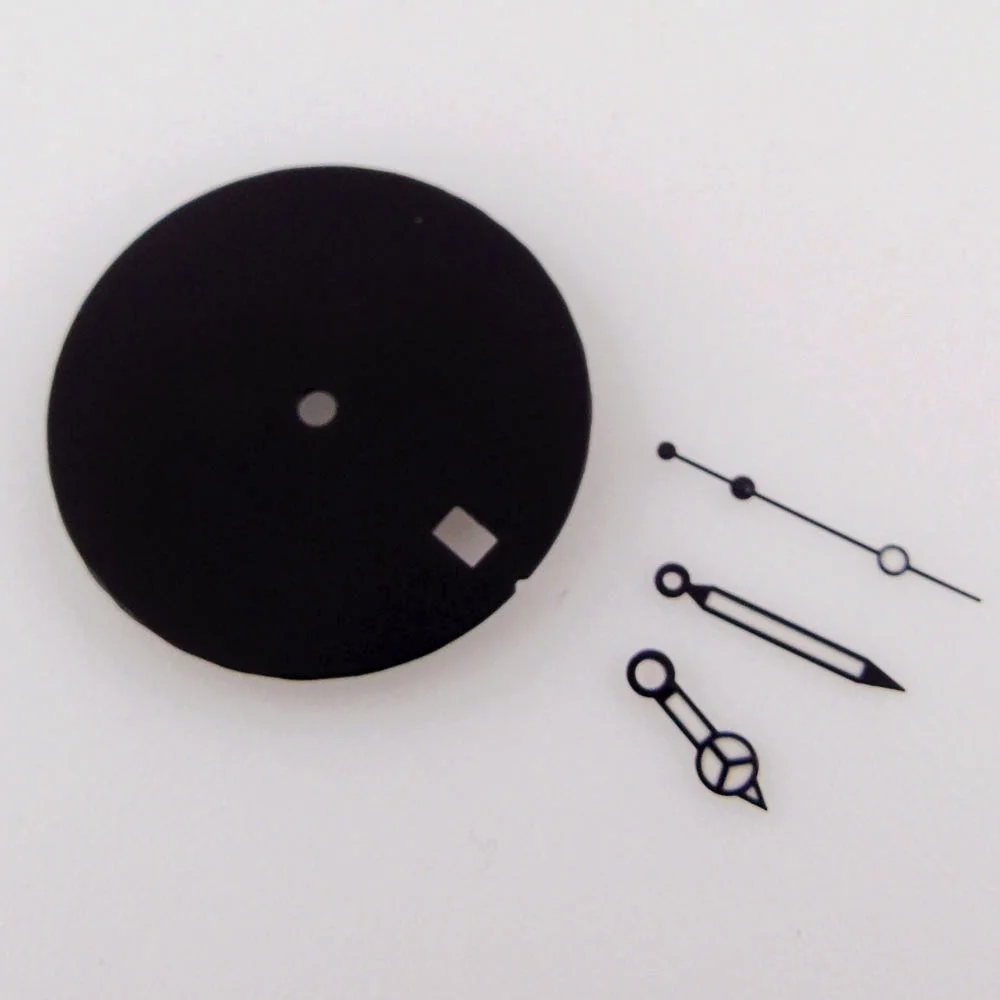 

29mm fit NH35A Movement Black Sterile Watch Dial Black EDGE White Watch Hands Needles No Index