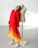 womens elegant and dignified rainbow yarn sweater dress designer hoodie for ladies