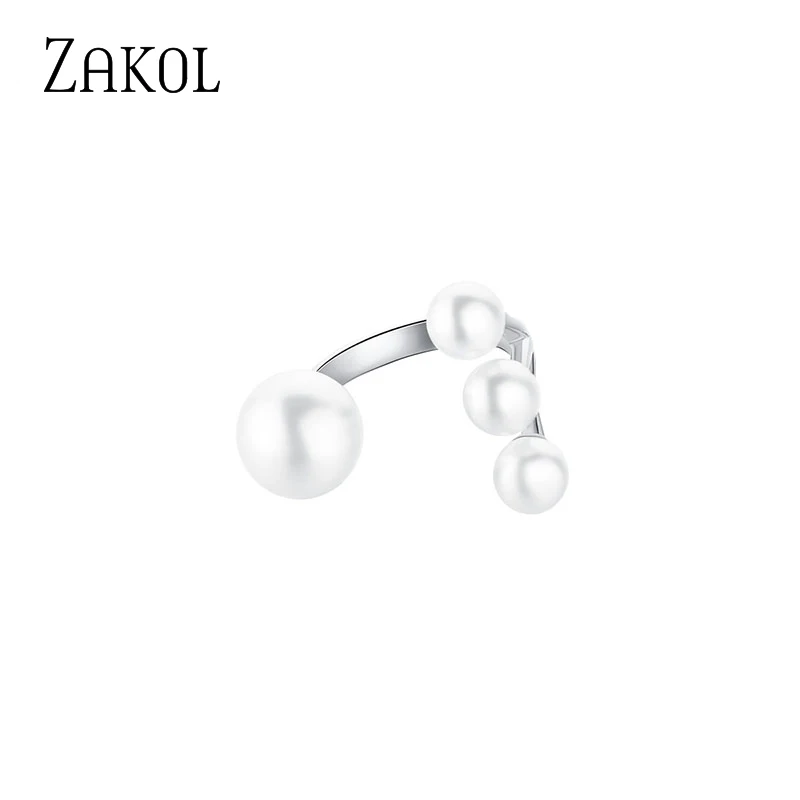ZAKOL 2020 корейские темпераментные открытые жемчужные кольца для женщин женские