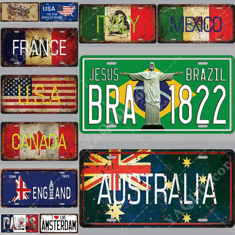 

Rust Wall Country Metal Sign Tin Sign Licenses Plate Decor Plaque Metal Vintage Man Cave Bar Pub Club Decoration 30*15cm
