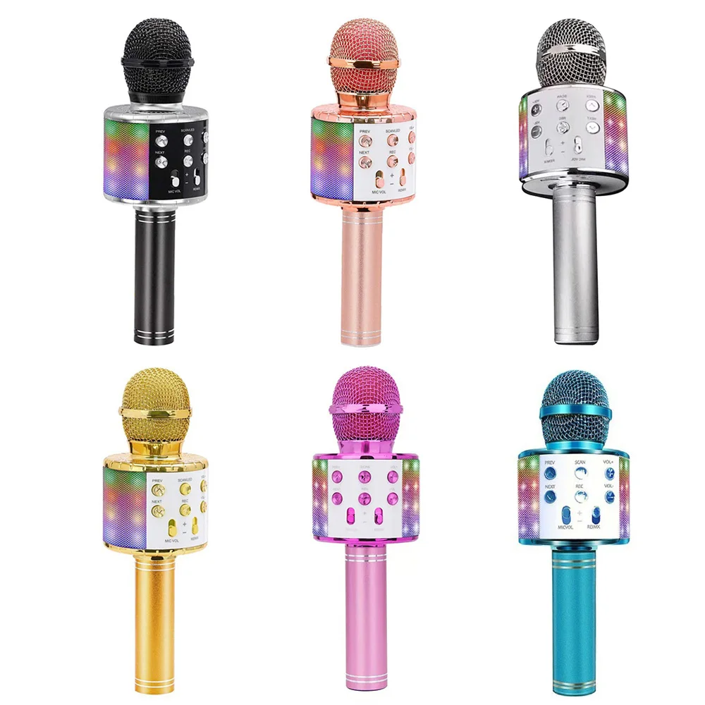 

Bluetooth Karaoke Microphone Wireless Professional Speaker Handheld Home LED Microphones For Music Player Singing Recorder KTV