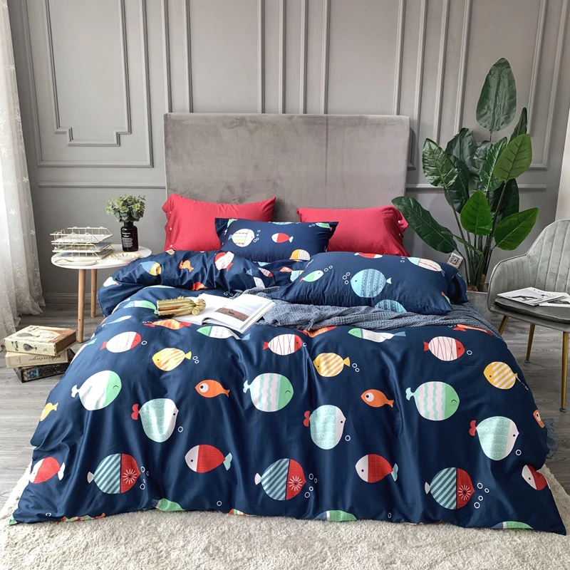 4 шт. постельное белье из египетского хлопка с мультяшным принтом|Комплекты