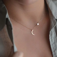hot sale fashion simple star moon pendant necklace for women new bijoux maxi statement necklaces collier fashion jewelry new