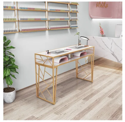 

New Nordic Nail Table and Chair Set Single Double Special Economy Iron Iron Net Red Gold Nail Art