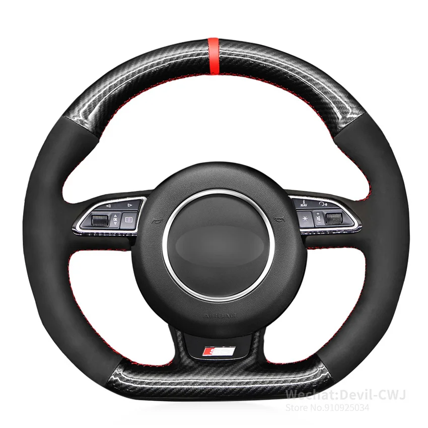 

Black Matte/Nubuck PU Carbon Fiber Steering Wheel Covers Braid for Audi S1 8X S3 8V Sportback S4 B8 Avant S5 8T S6 S7 RS Q3 SQ